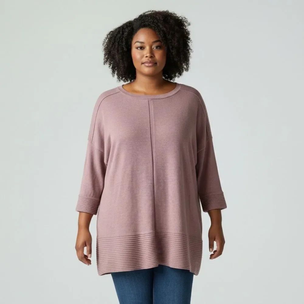 Cyrus Dusty Pink sweater with ribbed hem